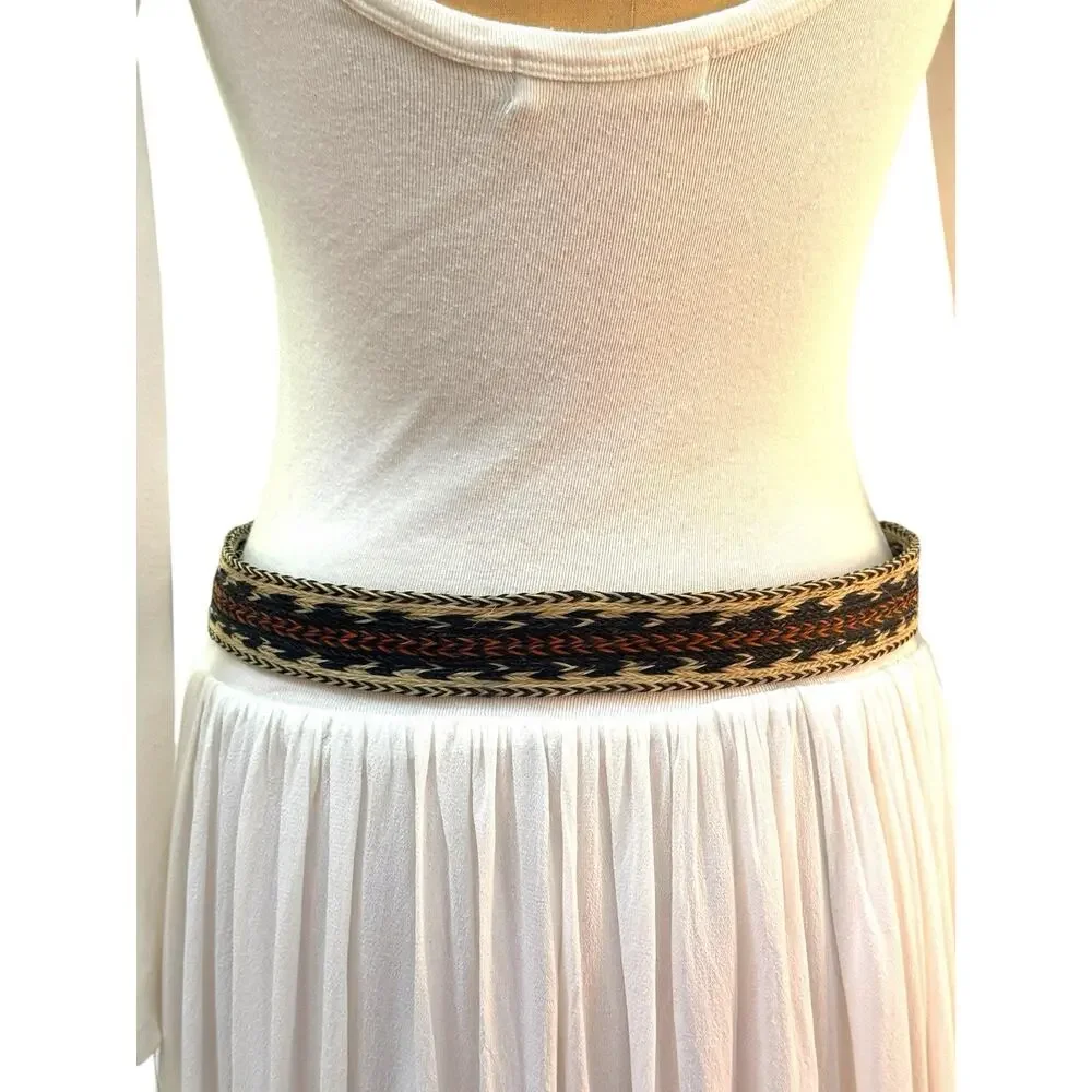 WESTERN Belt Woven Horse Hair Leather Size 32